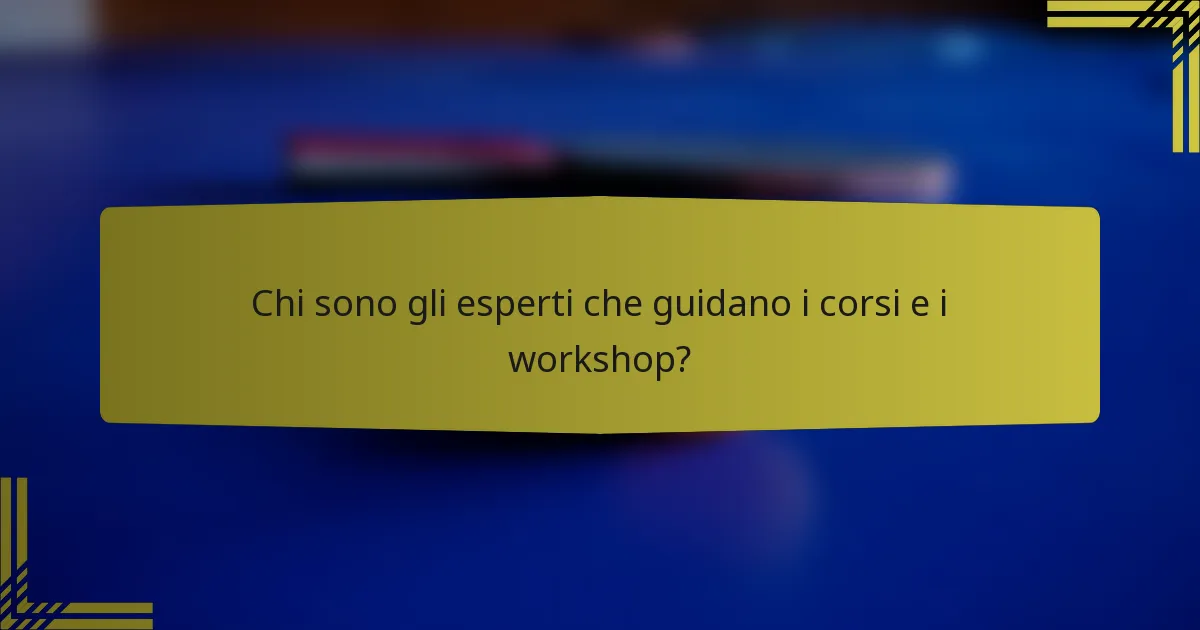 Chi sono gli esperti che guidano i corsi e i workshop?
