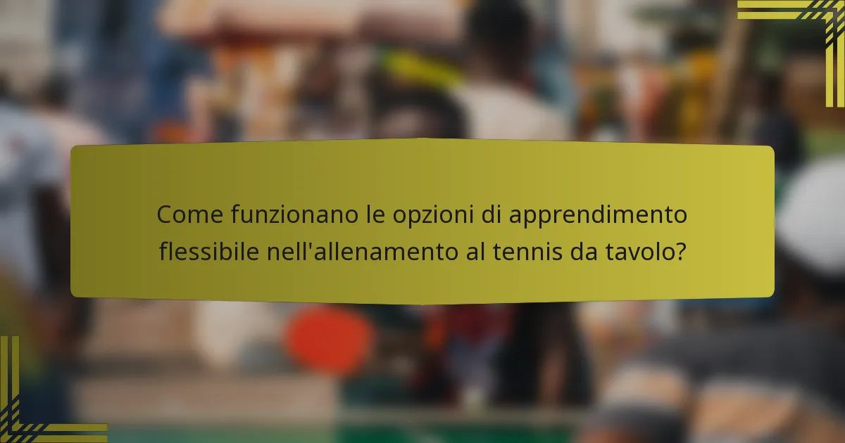 Come funzionano le opzioni di apprendimento flessibile nell'allenamento al tennis da tavolo?