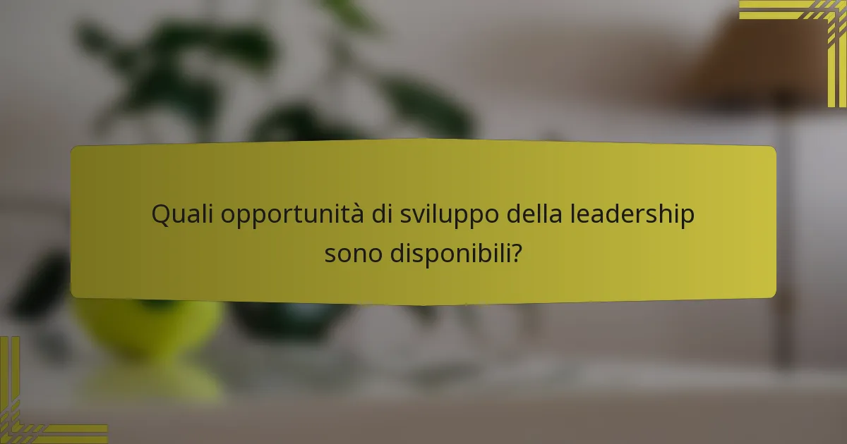 Quali opportunità di sviluppo della leadership sono disponibili?