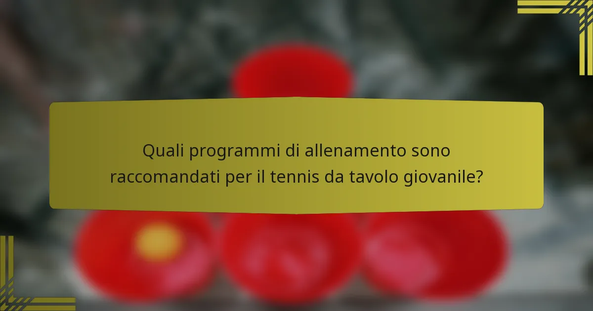 Quali programmi di allenamento sono raccomandati per il tennis da tavolo giovanile?